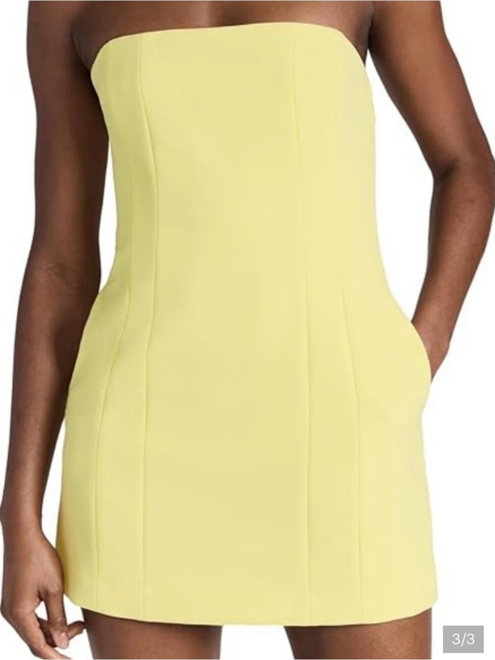 A.L.C. Strapless Lemon Yellow Mini Dress - Picture 4 of 11